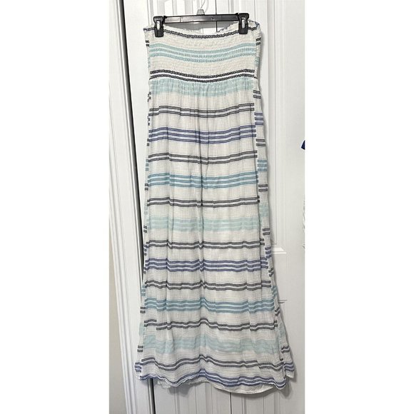 Old Navy Maxi Sundress Dress Strapless Blue White Striped Flowy Large - Picture 6 of 6